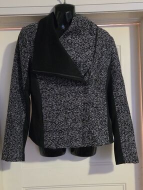 Black & White Knit Moto Jacket